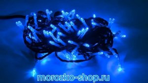 Светодиодная гирлянда Quality Light 100 синих LED ламп 10 м, с мерцанием, черный ПВХ, PST100BL-11-2B