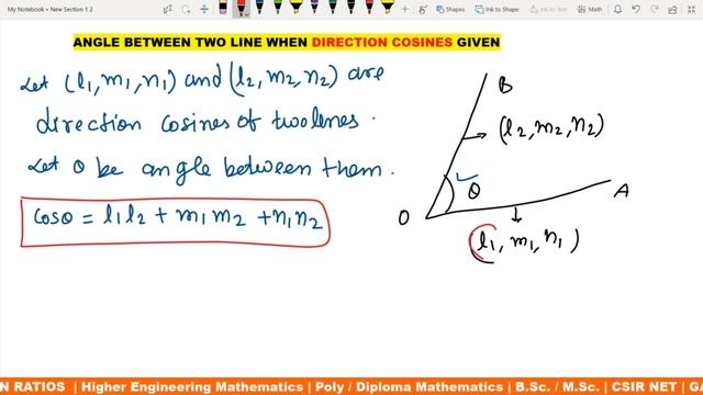 #02 Find Angle between two line whose direction cosines are given | Direction cosines in Hindi