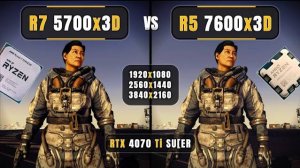 AMD Ryzen 7 5700x3D vs Ryzen 5 7600x3D - 1080p, 1440p, 4K - Ultimate Comparison - 4070 Ti Super