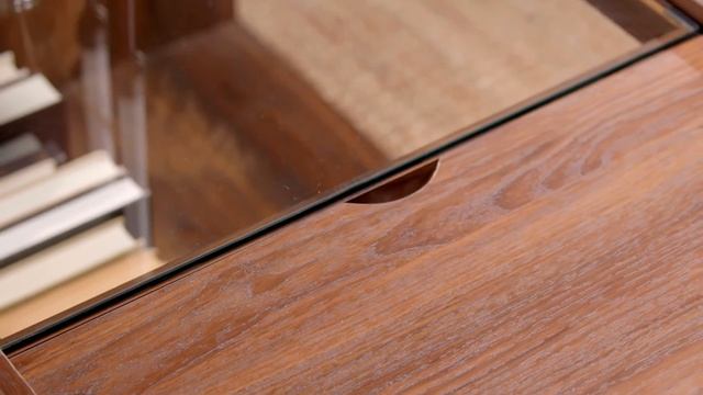 Talia 40" Glass Top Storage Coffee Table - Dark Walnut смотреть онлайн