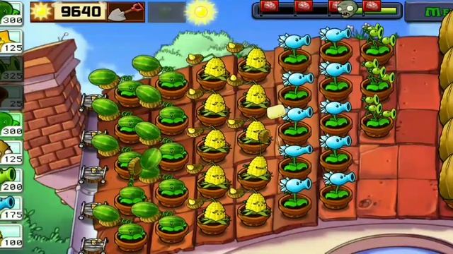 threepeater, icedpea, melonpultz vs Gargantuar|PvZ Adventure Roof Level 4 Gameplay