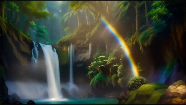 Enchanting Rainbow Waterfalls - Hidden Paradise _ relaxingmusic visualdelight