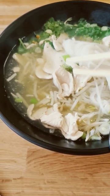 Flavorful street style Thai chicken noodles soup, clear broth, spicy chili from Thailand #shorts