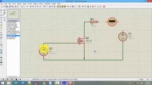 MOSFET N channel simulation on Proteus