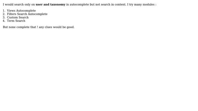 Drupal: search only on taxonomy and user autocomplete drupal 7