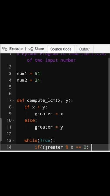 python program to find LCM. #python #lcm #shorts #programming