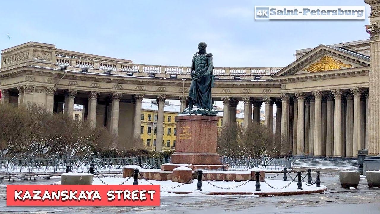 Walking tour in 4K along Kazanskaya street in St Petersburg Russia смотреть онлайн