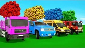 Мультики для малышей .Машинки играют с мячиками.