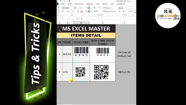 Generate QR and BAR Code in Excel |  #education #viral #computer #excel #video #knowledge #youtube