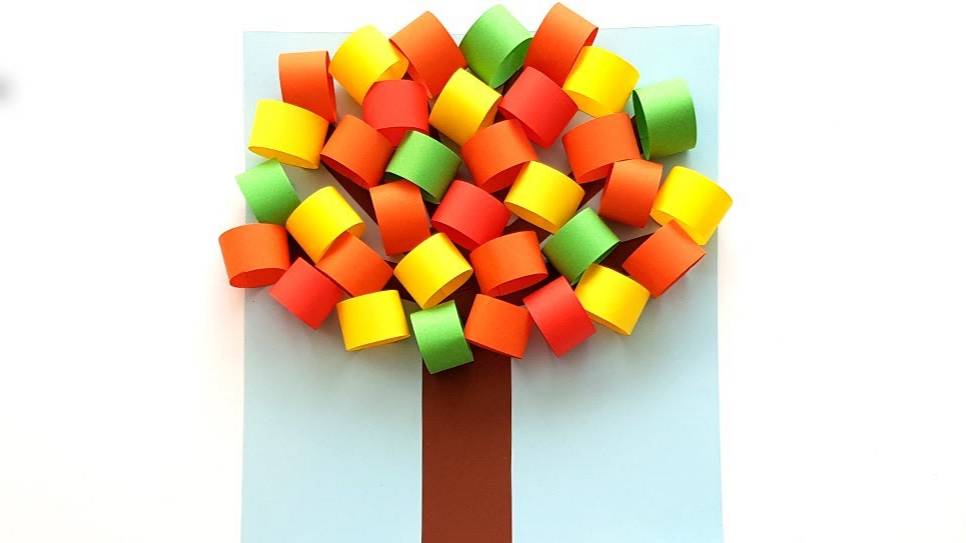 Дерево Объемная Аппликация поделки из бумаги своими руками 3D Paper Autumn Tree