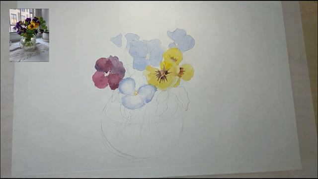 Как правильно нарисовать акварелью анютины глазки.#изобразительноеискусство#творчество #живопись смотреть онлайн