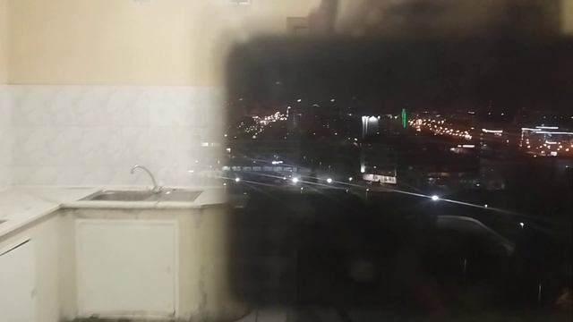 Обзор на окрестности ночного района Южное Чертаново с последнего 16 этажа общежития РГГУ