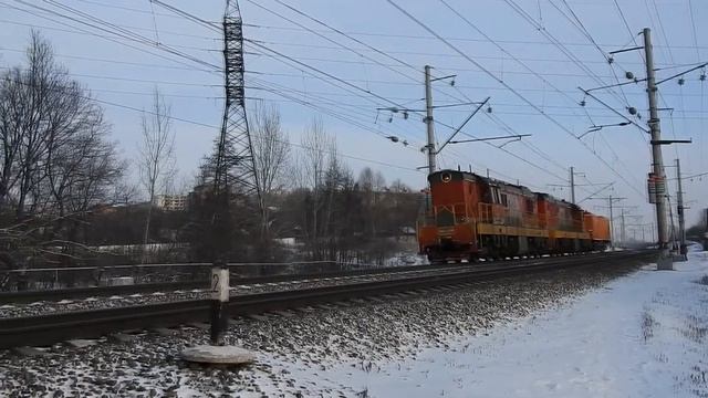 Сплотка ЧМЭ3-2354 и ЧМЭ3-1875 и метрологический вагон смотреть онлайн