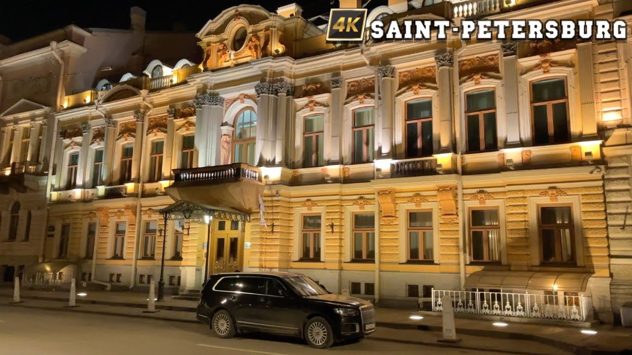 Walking at night in St Petersburg from the Blagoveshchensky bridge to the Palace bridge March 2024 смотреть онлайн