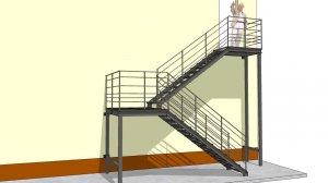 Площадочная лестница на прямом косоуре 180º. г. Зелиноградск
