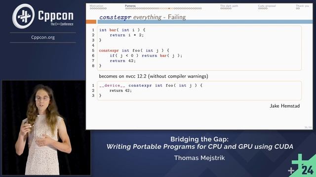 Bridging the Gap: Writing Portable C++ Programs for CPU and GPU - Thomas Mejstrik - CppCon 2024