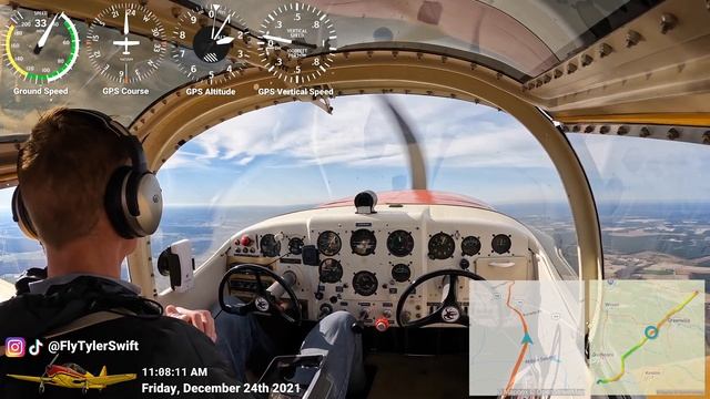 Cockpit View of Globe Swift flight from Martin County to Mount Olive, NC