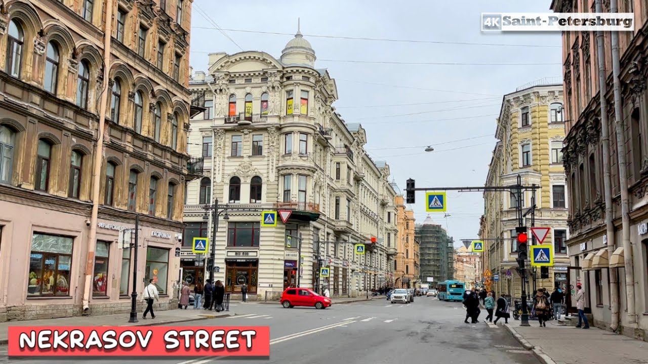 Walking tour in 4K along Nekrasov Street in the center of St Petersburg смотреть онлайн