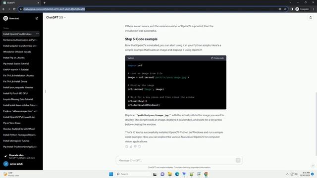 pip install opencv python windows