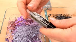 Purple vs Black - Mixing Makeup Eyeshadow Into Slime ASMR