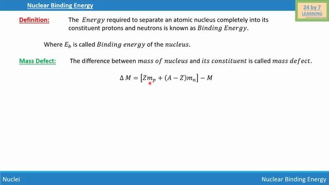 Nuclear Binding Energy I Nuclei I Grade 12 I Physics I 24by7learning.com смотреть онлайн