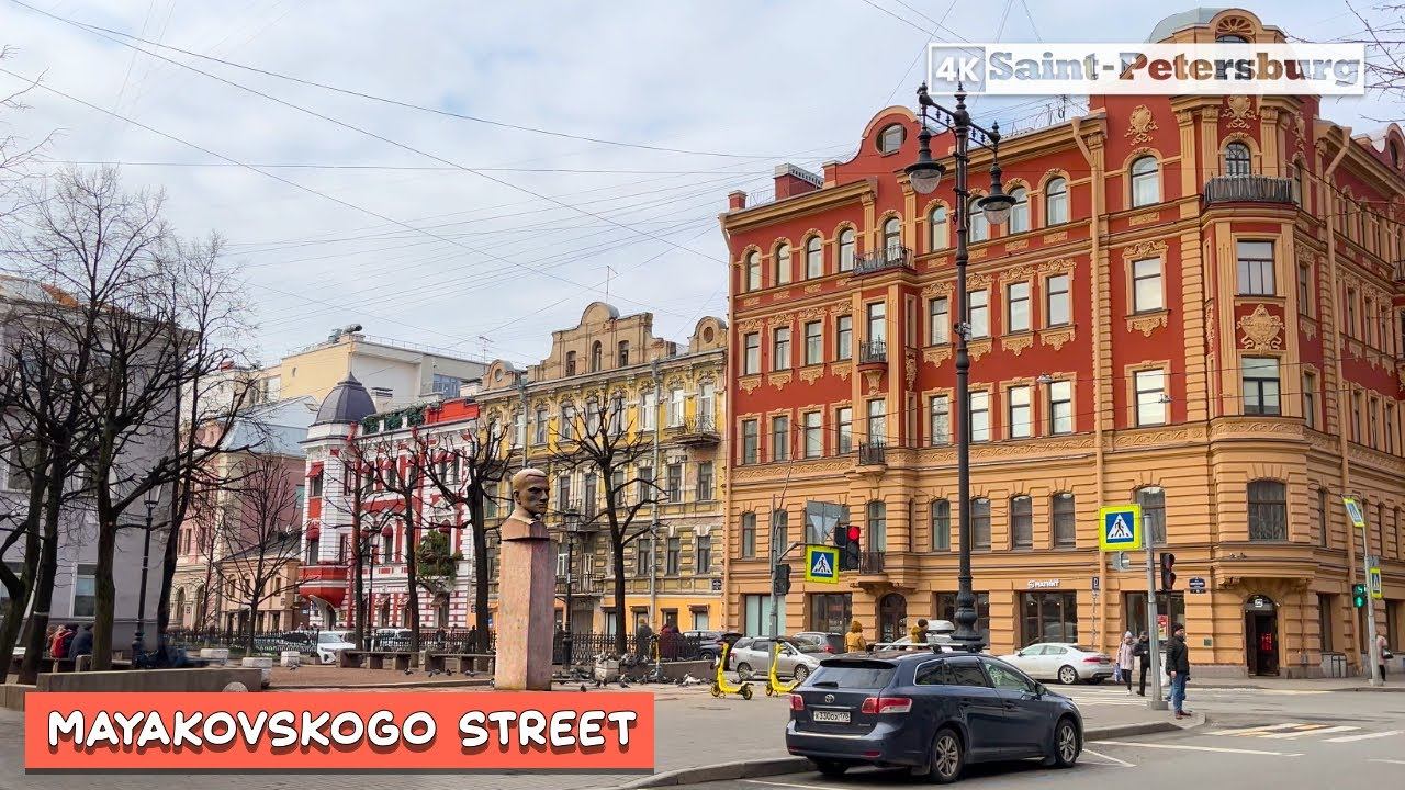 Walking tour in 4K along Mayakovskogo street in the center of St Petersburg Russia смотреть онлайн