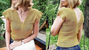 Женская летняя футболка/блуза/топ крючком. Мастер-класс. Crochet Top Pattern Tutorial