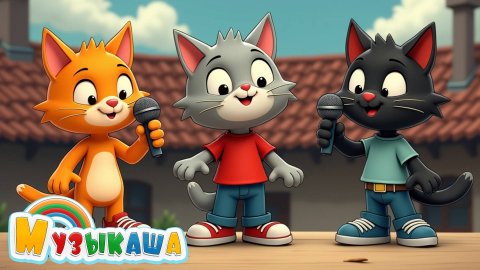 Три кота – Весёлая песенка! | Танцуем с Рыжиком, Чернышом и Серым!