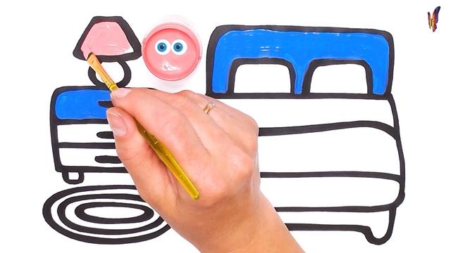 Рисуем и раскрашиваем с детьми предметы мебели. Что может быть в спальне? Цвета на твой выбор!