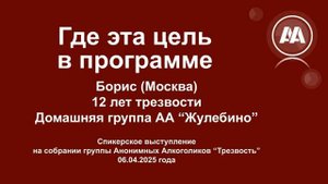 Где эта цель в программе? Борис (Москва) 12 лет трезвости. Спикерская на группе "Трезвость"