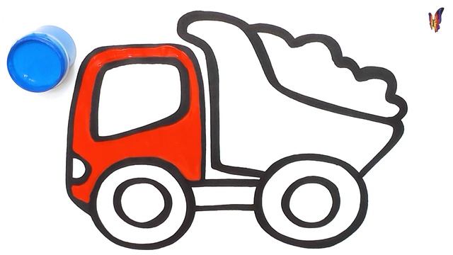 Рисуем и раскрашиваем с детьми транспорт: грузовик-самосвал смотреть онлайн