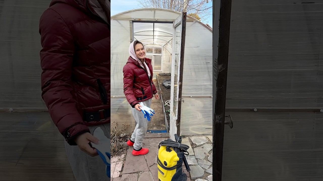 УБОРКА, МОЙКА ТЕПЛИЦЫ #жизньзагородом #youtubeshorts #дача #уборка