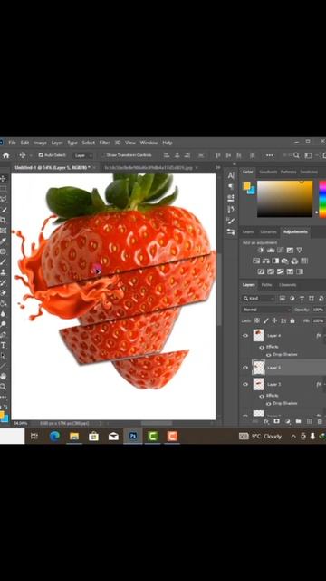 🍓💛 #strawberry symphony : #slicing , #splashing and Graphic #manipulation in #photoshop #magic ! ✨️