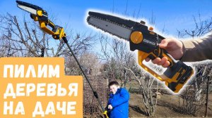 Пробуем новый способ опила деревьев.  Семейная уборка на даче.