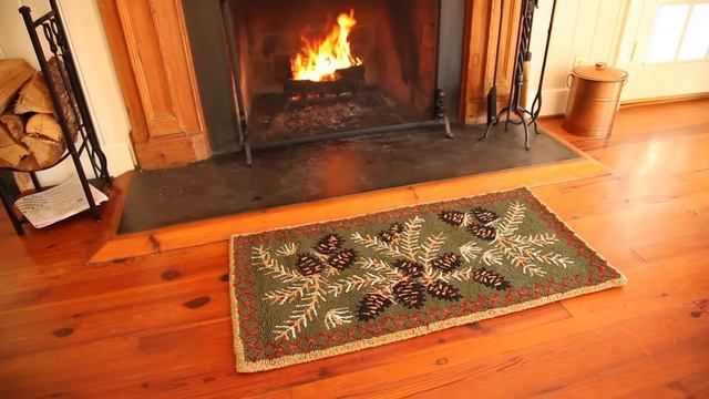 Fire-Resistant Hooked Wool Pine Cone Rug SKU33720 - Plow  Hearth