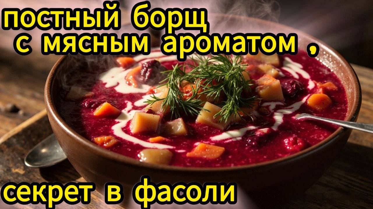 Постный борщ с мясным ароматом: секрет в фасоли!