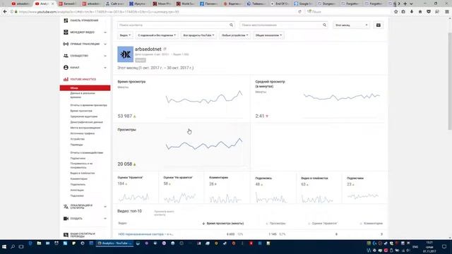 Канал arbsedotnet – план-отчёт [октябрь-ноябрь 2017] (473 подп, 355 К пр, 1050 видео) смотреть онлайн