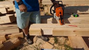 Технология рубки чаш в профилированном брусе.  Пол бревна.