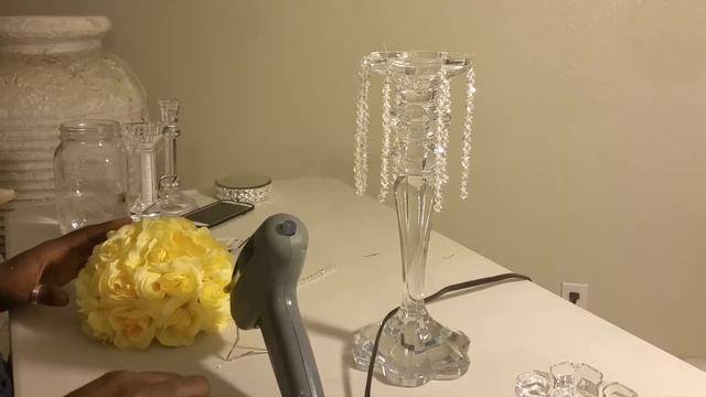 DIY| CRYSTAL ROSE CANDLE STICK CHANDELIER CENTERPIECE смотреть онлайн
