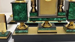 Настольный набор для руководителя из малахита "Орел" 1200*350*400мм Арт: 3330272