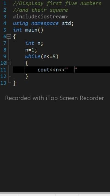 Display First Five Number And Their Square🔥😱😱|| Cpp Programing #coding #squae #coding #youtubeshort