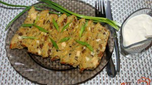Заливной пирог с печенью и сыром