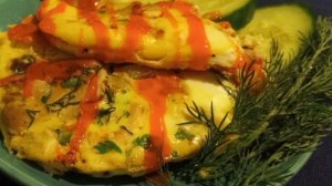 Омлет с молоками горбуши.