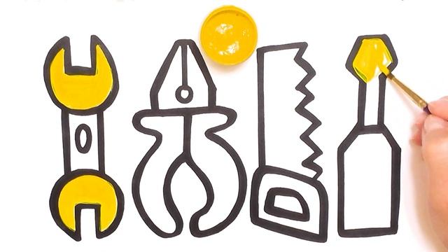 Рисуем и узнаем ручные инструменты: гаечный ключ, пассатижи, пила ножовка и шлицевая отвертка смотреть онлайн