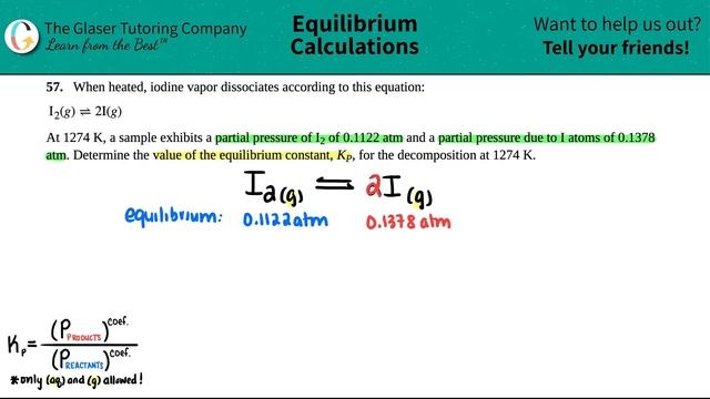 13.57 | When heated, iodine vapor dissociates according to this equation: I2(g) ⇌ 2I(g) At 1274 K, смотреть онлайн