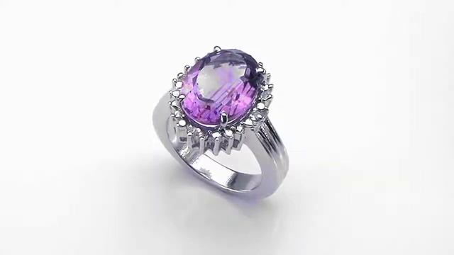 6.10 Carat Genuine Amethyst and White Topaz .925 Sterling Silver Ring