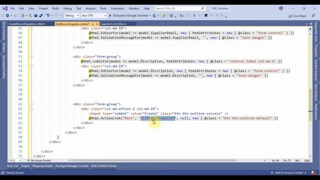 ERP Part 62 Edit Branch Supplier in ASP.NET MVC