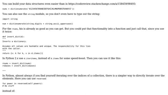Code Review: Base object to convert positive numbers into other bases (2 ＜= base ＜= 35) in Python