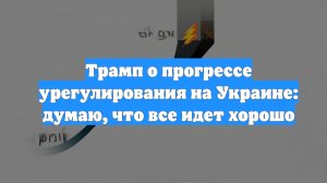 Трамп о прогрессе урегулирования на Украине: думаю, что все идет хорошо