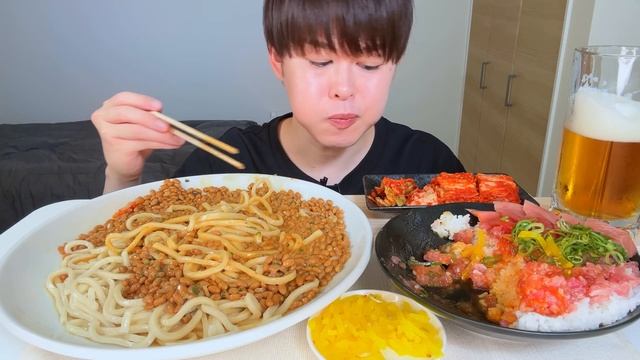 ASMR 納豆うどん Natto Udon EATING SOUNDS | 咀嚼音 | MUKBANG | 먹방 смотреть онлайн
